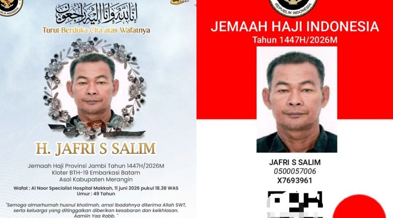Jemaah Haji Asal Kabupaten Merangin Wafat di Mekkah, Sempat Jalani Perawatan Intensif Hingga Cuci Darah Jemaah Haji Asal Kabupaten Merangin Wafat di Mekkah, Sempat Jalani Perawatan Intensif Hingga Cuci Darah